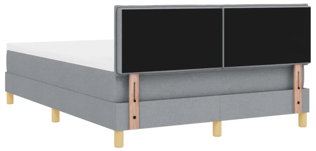 Box Spring Ágy Matraccal & LED Világosszürke 140x190 cm Szövet