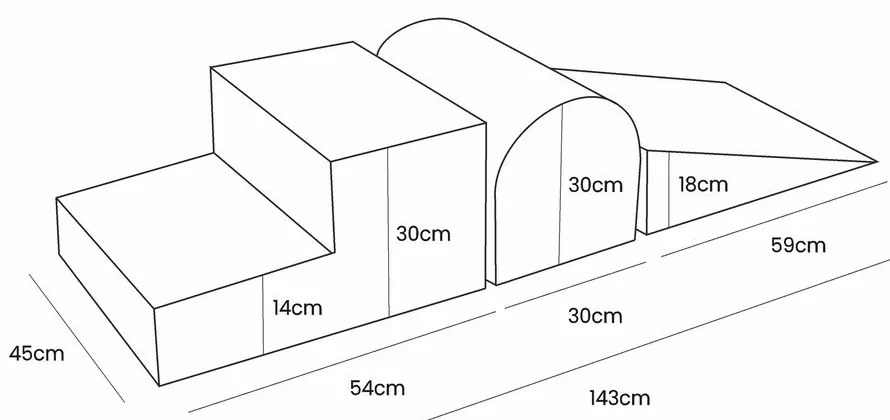Világosszürke bársony habszivacs játszótér 3 db-os magasság 30 cm 45x143 cm Montessori – Meowbaby