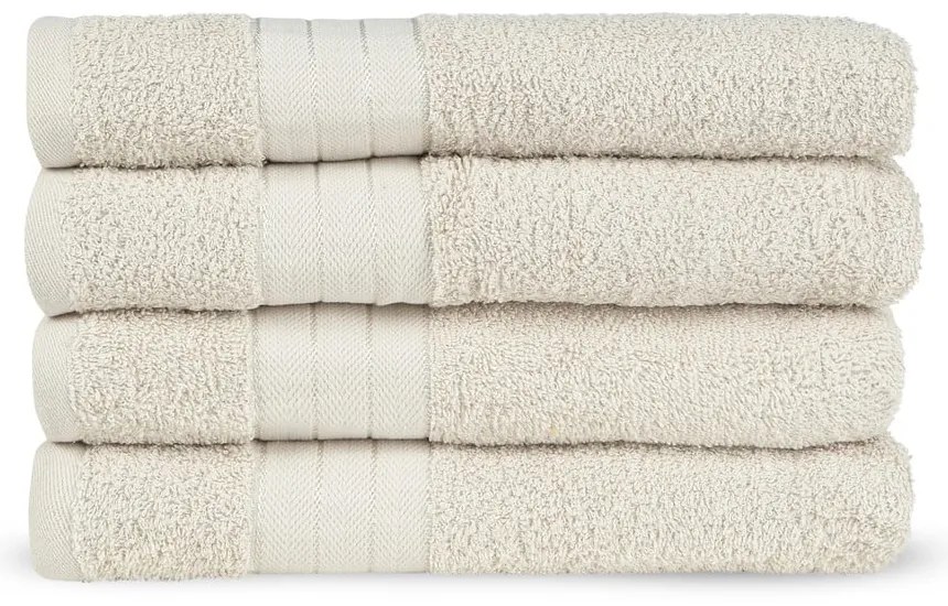 Bézs frottír pamut törölköző szett 4 db-os 50x100 cm – Good Morning