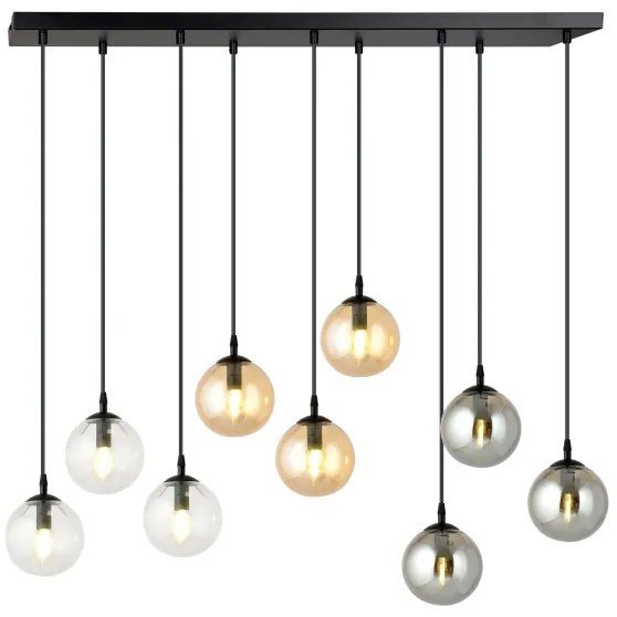 Csillár zsinóron COSMO 9xE14/10W/230V fekete/szürke/bézs/átlátszó