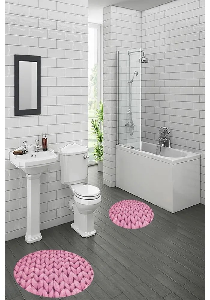 Rózsaszín fürdőszobai kilépő szett 2 db-os ø 60 cm – Mila Home