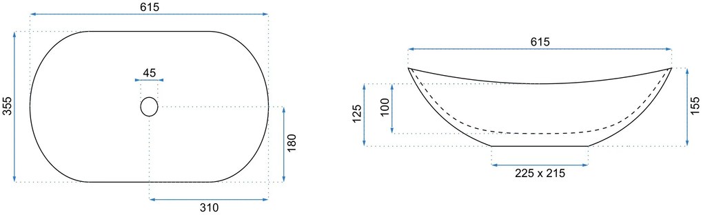 Rea Royal 60 asztali mosdó, 62 x 36 cm, fehér, REA-U0441