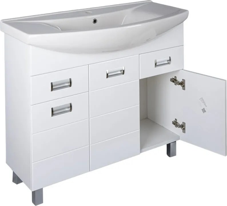 Viva SZQUARE 100 lábon álló fürdőszobabútor Sanovit ZENON 6095 porcelán mosdóval 97 x 51 cm