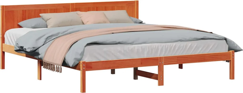 vidaXL Ágykeret Barna 200 x 200 cm Tömör fenyőfa
