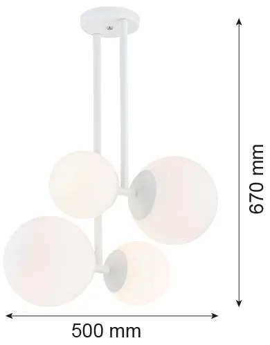 Argon 1644 - Csillár rúdon ASPEN 4xE27/15W/230V fehér