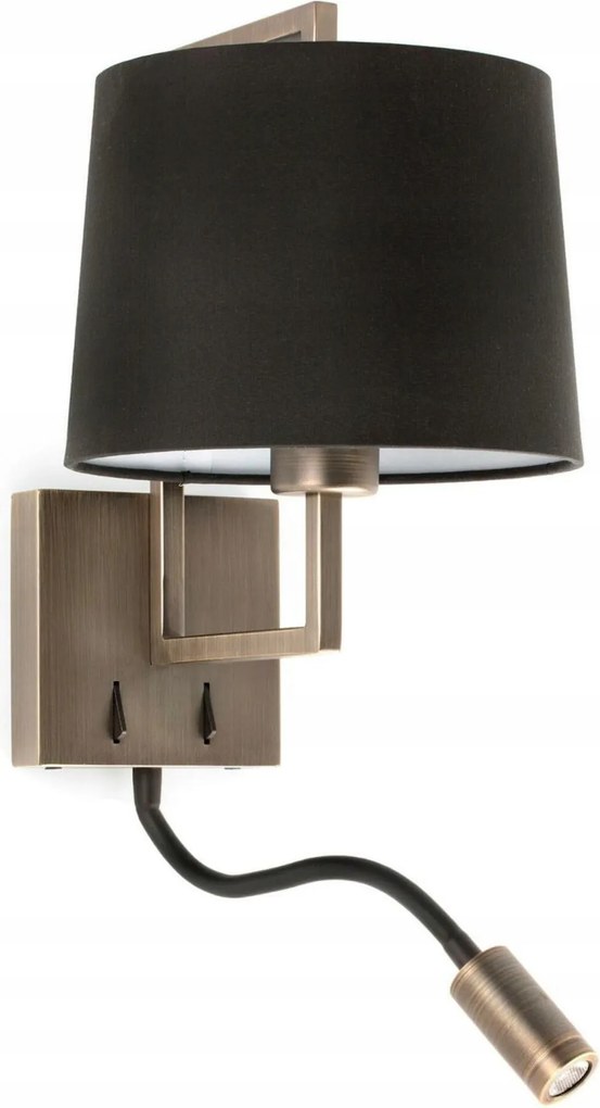 Faro Frame fali lámpa, antik arany/fekete, Led olvasólámpával