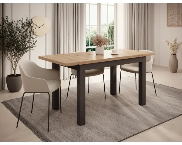 Bővíthető étkezőasztal DOO artisan tölgy/fekete