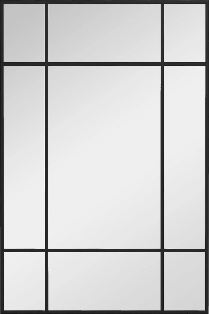 HOMCOM Téglalap alakú Falitükör 90x60 cm Fém Karral - Dekoratív Tükör Nappalihoz, Hálószobához, Előszobához Fekete | Aosom