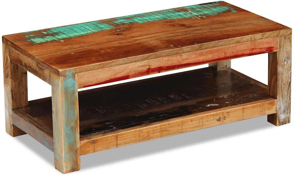 vidaXL tömör újrahasznosított fa dohányzóasztal 90 x 45 x 35 cm