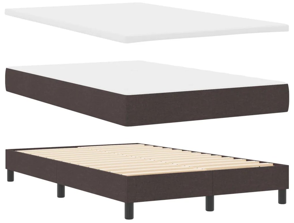 Box Spring Ágy Matrac &amp; Pad Sötétbarna 120x190 cm Szövet