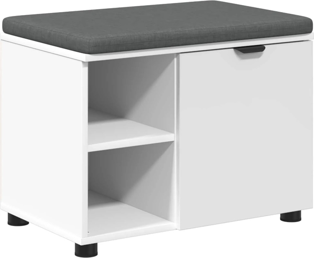 vidaXL Előtér pad párnával Fehér 60 x 38 x 46 cm Műanyag Fa és Szövet