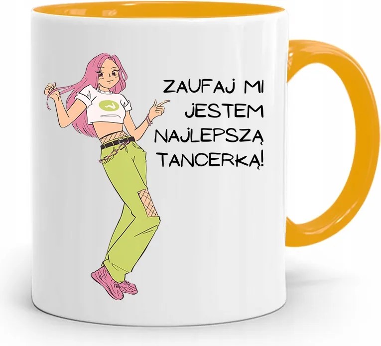 Táncosnőnek Sárga Bögre Születésnapi Ajándéknak, fényképes nyomattal