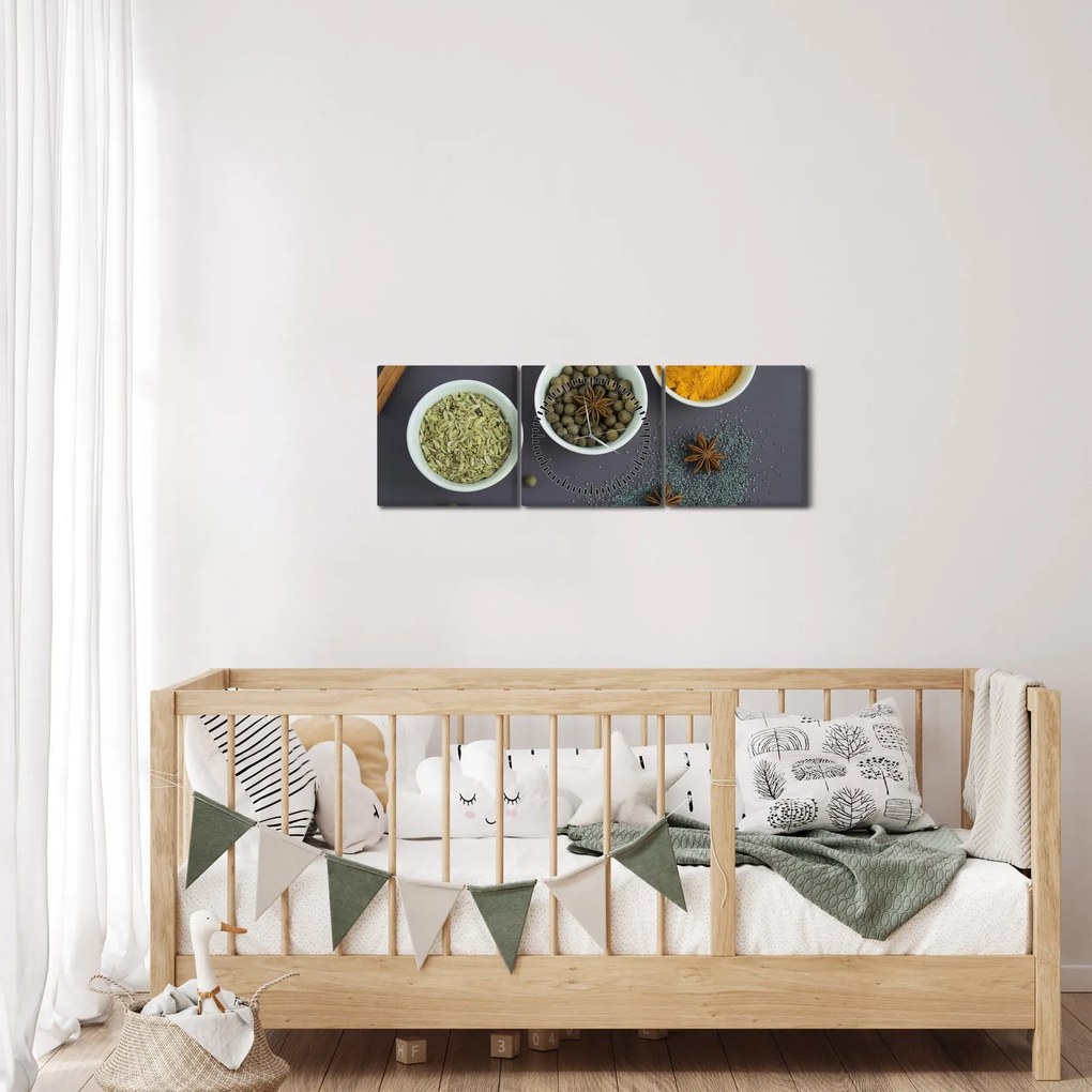 Kép - fűszerek (órával) (90x30 cm)