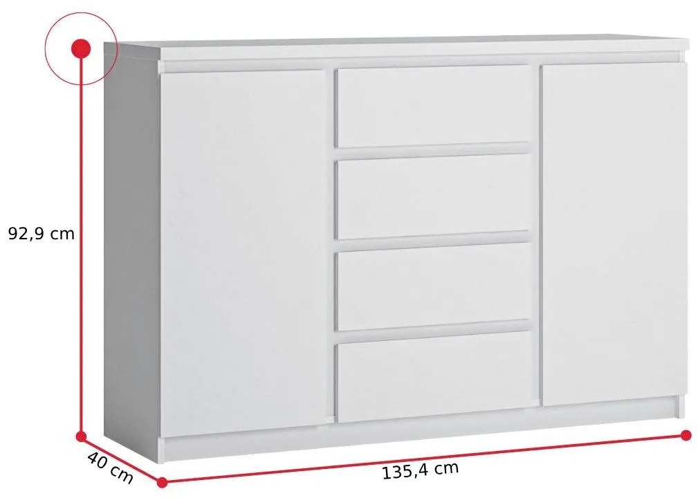 FRILO II komód, 135,4x92,9x40, tölgyfa ribbeck arany