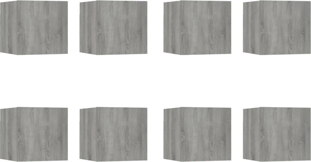 vidaXL 8 db szürke sonoma színű fali TV-szekrény 30,5 x 30 x 30 cm