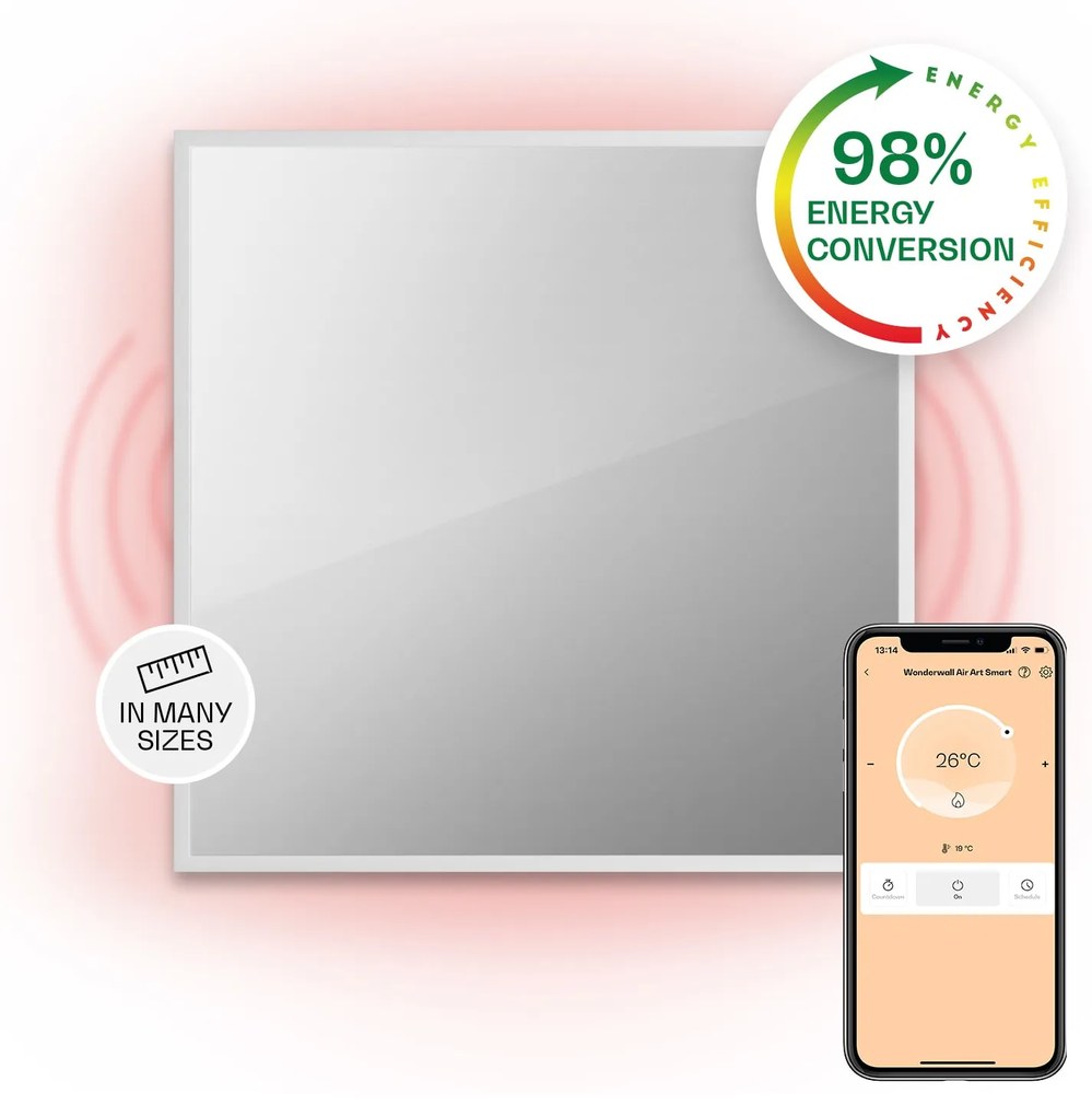 Klarstein La Palma 500 smart, infravörös hősugárzó 2 az 1-ben, 60 x 60 cm, 500 W, tükör elülső rész