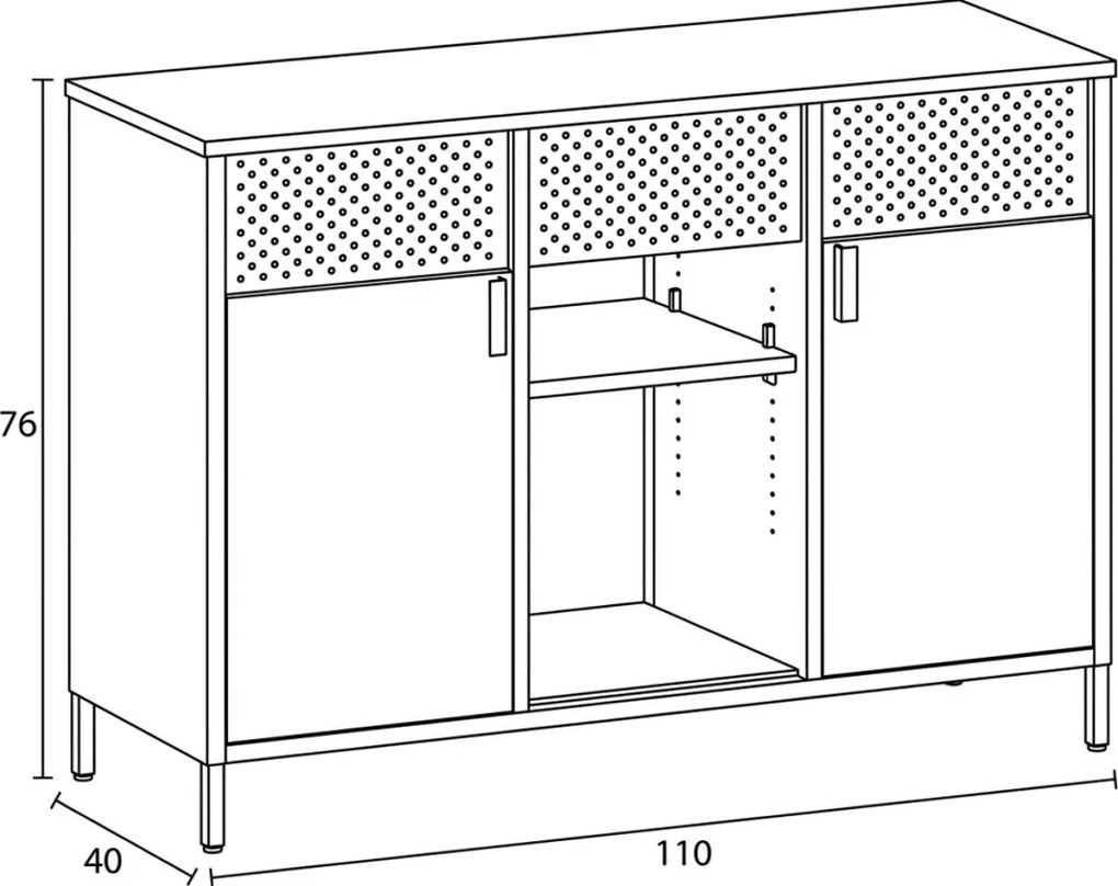 Fehér komód AUK-E1420 WT, 110×40×76 cm