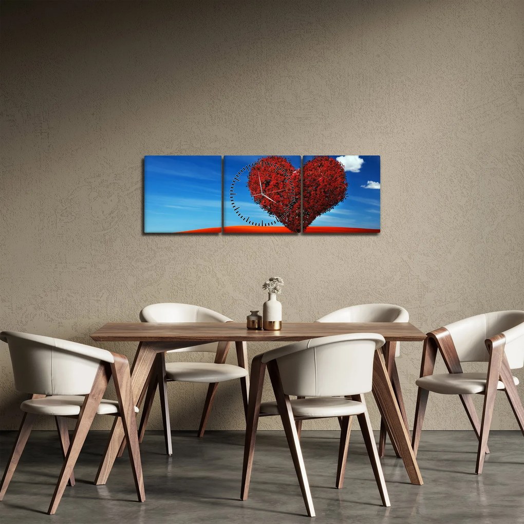 Kép - szív, fából (órával) (90x30 cm)