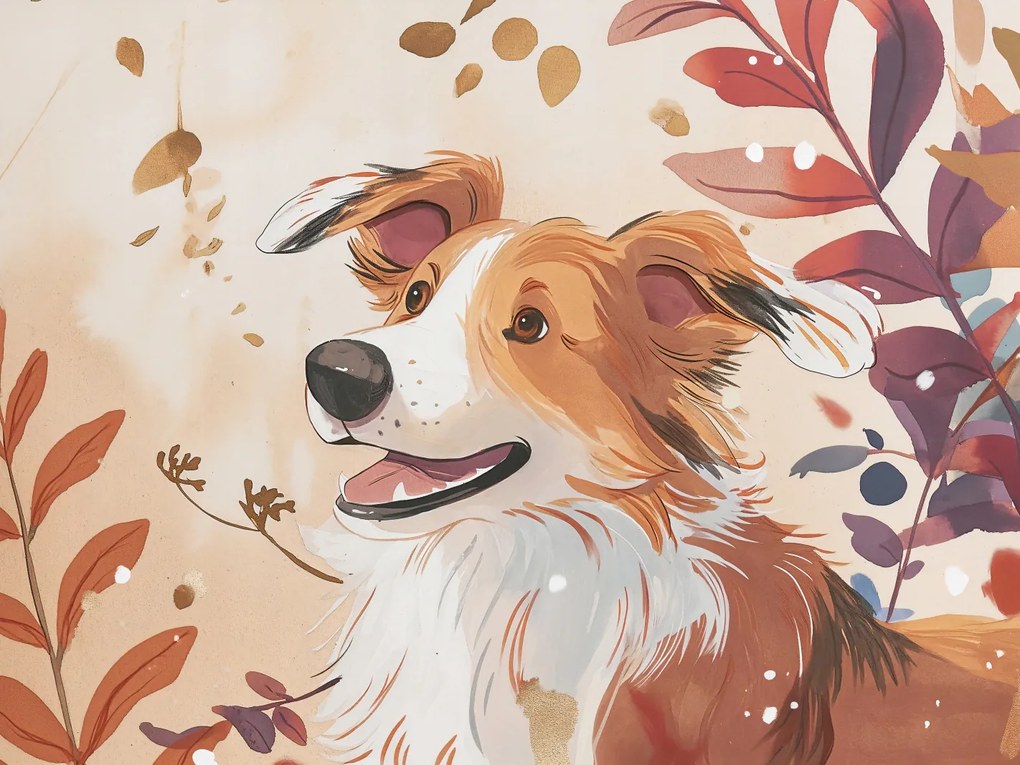 Poszter 20x15cm Collie Őszi évszak