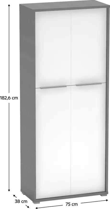 Polcos szekrény, grafit/fehér, RIOMA NEW TYP 07