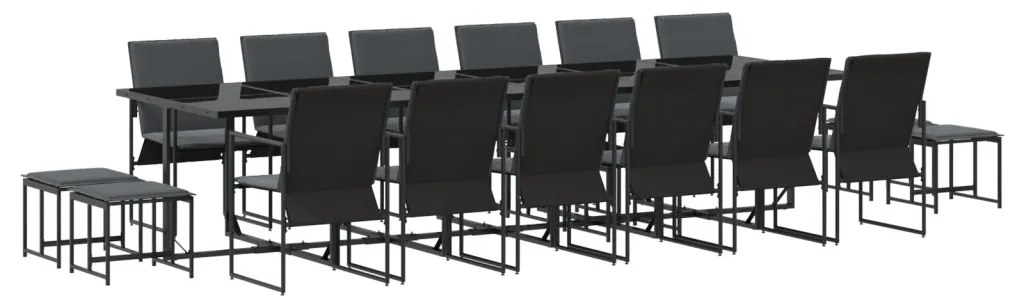 22 részes kerti étkező szett párnákkal, acélból és textilénből