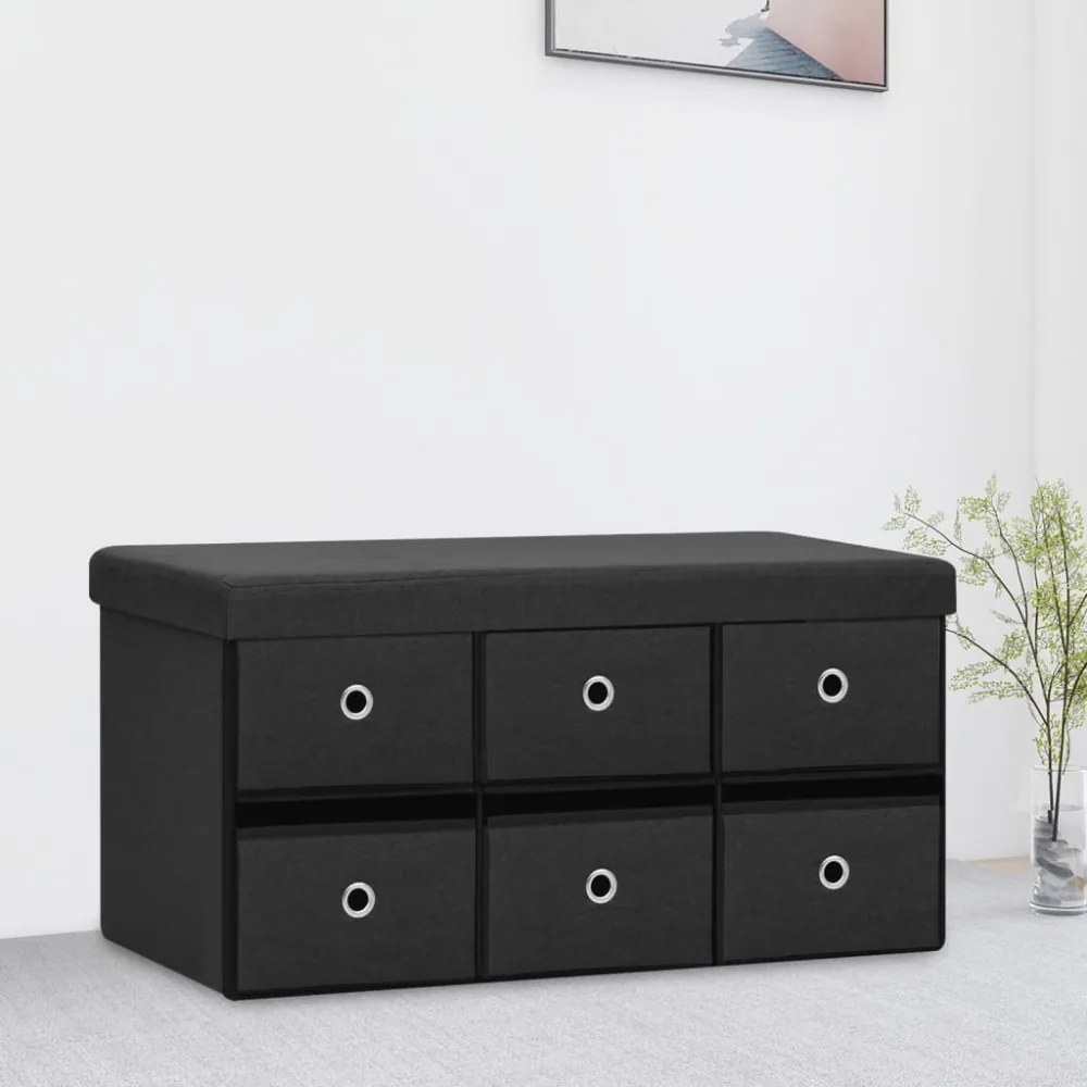 fekete összecsukható művászon tárolópad 76 x 38 x 38 cm