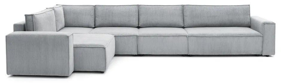 Világosszürke kordbársony sarokkanapé (bal oldali) Nihad modular – Bobochic Paris
