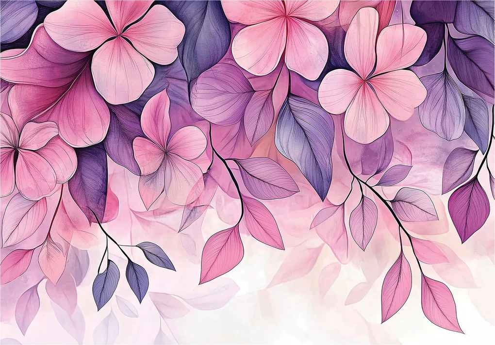 Fotótapéta Virágok Rózsaszín Lila Hálószoba Nappali Tapéta Flizelina 250x175