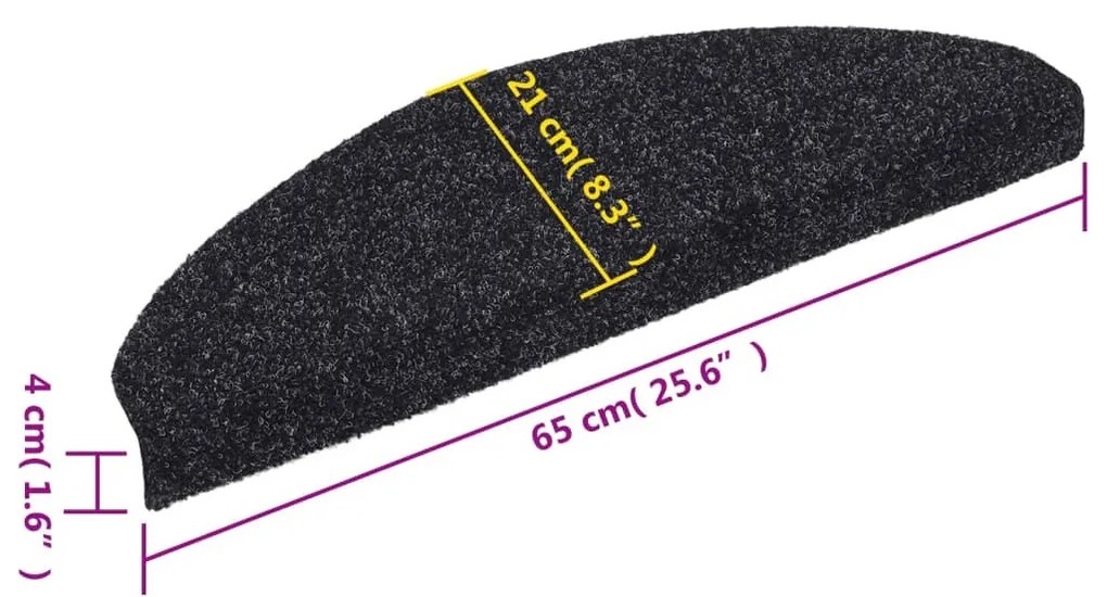 15 db fekete, öntapadós lépcsőszőnyeg 65 x 21 x 4 cm