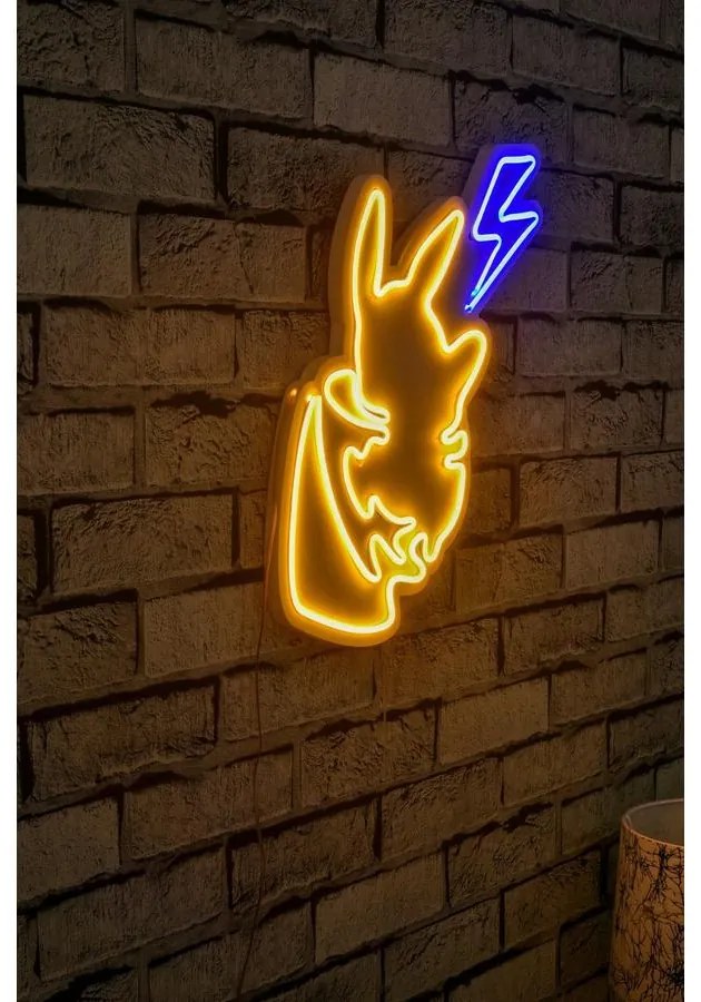 Műanyag LED-es fali dekoráció, Pikachu - Sárga Blue