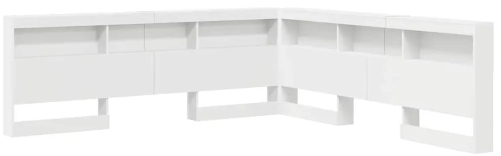 Tároló fejtámla polcokkal fejtámlával Fehér 200 cm Faanyag