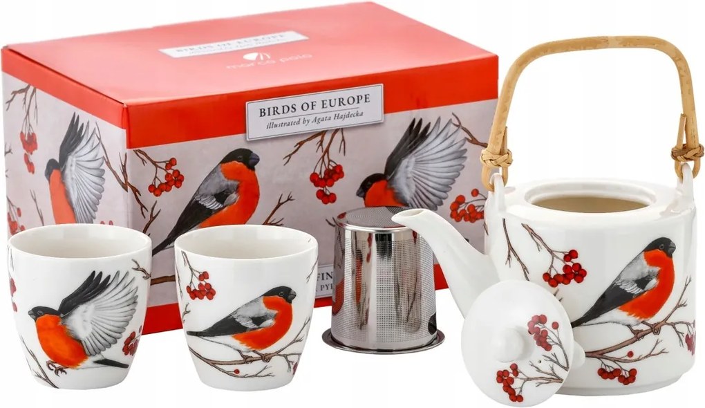 Porcelán kancsó 600 ml szűrő 2 csésze 150 ml gil Lengyel Madarak