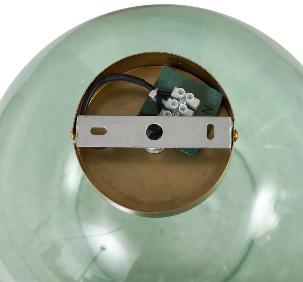 Art Deco mennyezeti lámpa sárgaréz zöld üveggel - Sandra