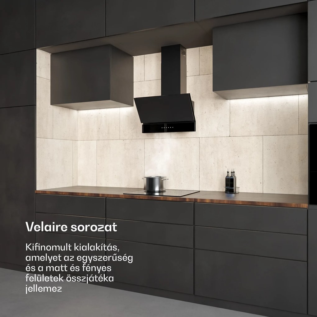 Klarstein Velaire páraelszívó, Elegáns, minimalista, nagy teljesítményű, A++ energiaosztály, 820 m³/h, 60 cm