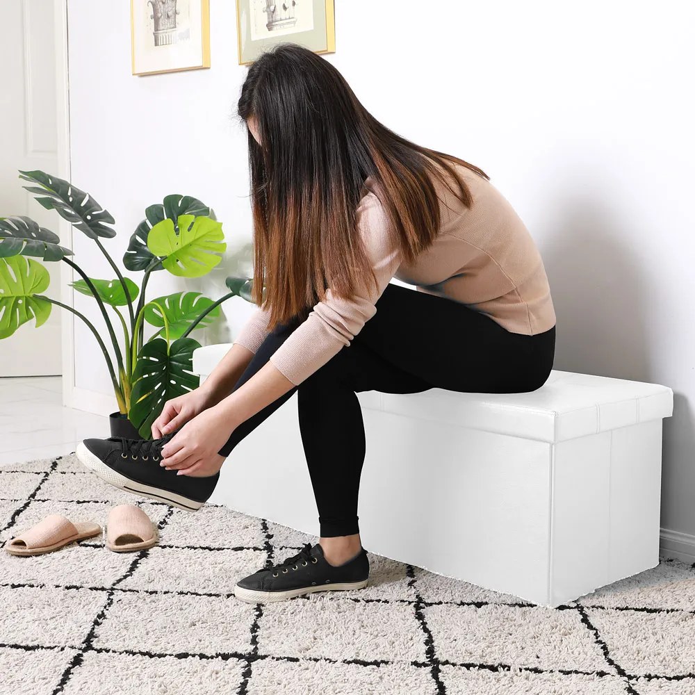 BELLA tárolós puff, 115x40x40cm, fehér Casaria