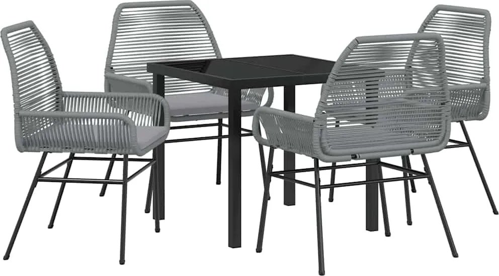 vidaXL Kert étkező szett párnával 5 pcs Szürke polirattan