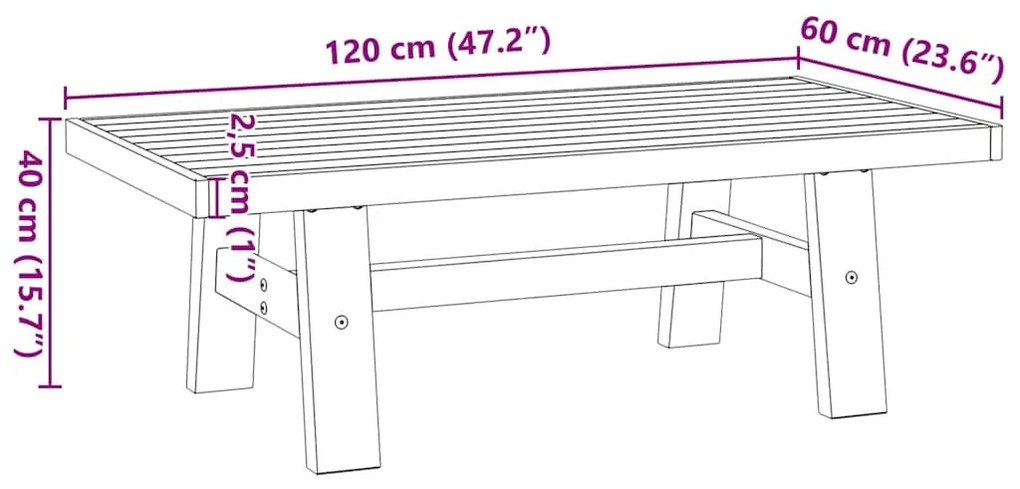 dohányzóasztal NOAIN A alakú lábak 120x60x40cm tömör fa fenyőfa