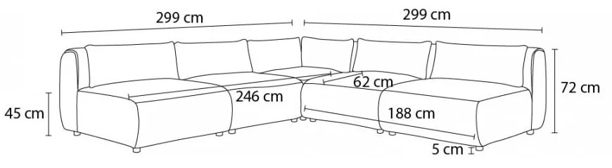 Mustársárga sarokkanapé (variálható) Jeanne – Bobochic Paris