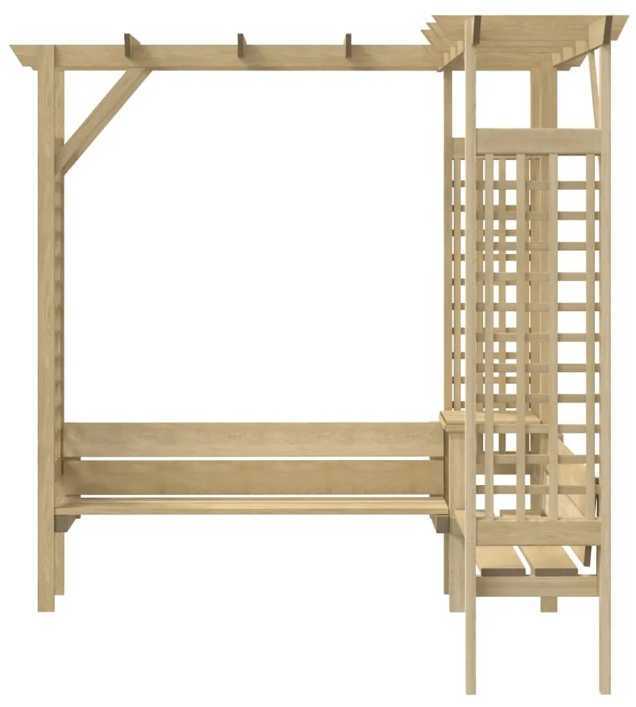 impregnált fenyőfa sarokpergola paddal