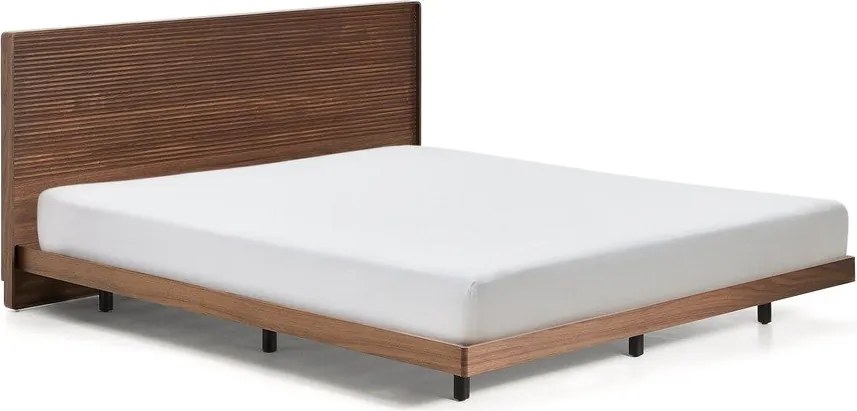 Barna nyírfa franciaágy ágyráccsal 160x200 cm Norlen – Kave Home