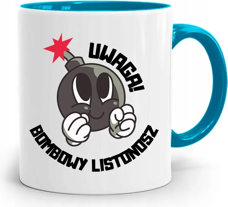 Kék Bögre Ajándék Postásnak Bomba Nyomtatott Fényképpel