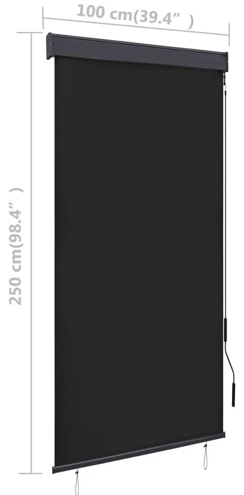 antracitszürke kültéri roló 100 x 250 cm
