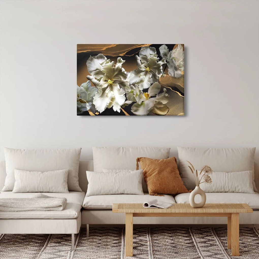 Kép - Orchidea virágok márvány háttérrel (90x60 cm)