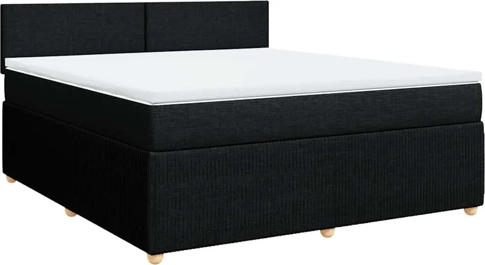 vidaXL fekete szövet rugós ágy matraccal 180 x 200 cm