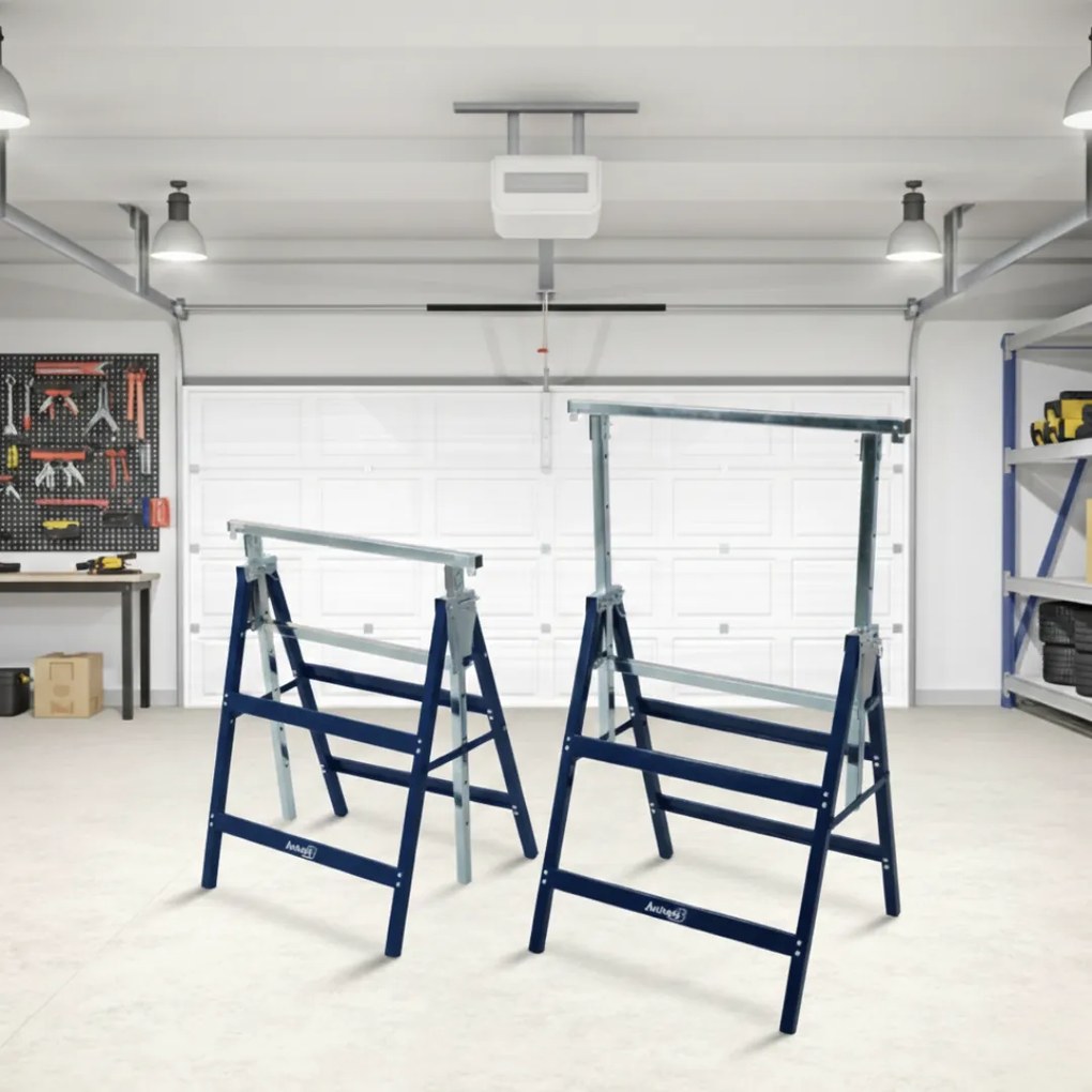 DANNY teleszkópos állvány, 2 darabos készlet, max. 200kg, 69x57x81-130cm, ezüst/kék Jurhan