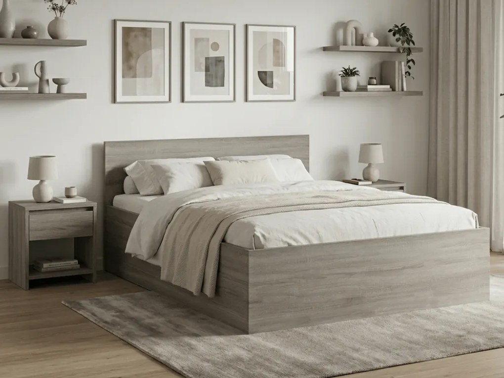 SOFIA ágy 140 x 200 cm, trüffel tölgy Ágyrács: Léces ágyrács, Matrac: Coco Maxi 20 cm matrac