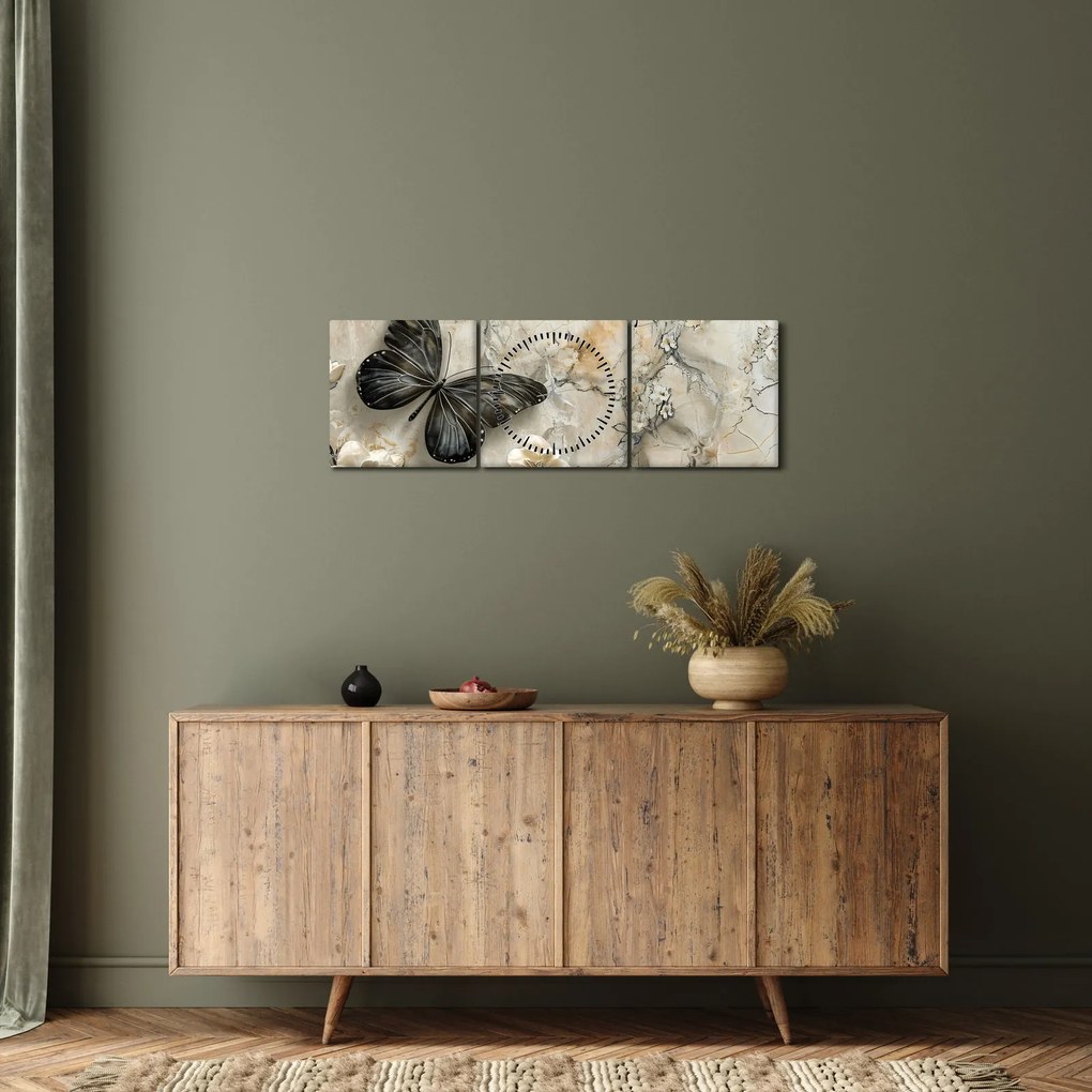 Kép - Márvány háttér pillangókkal (órával) (90x30 cm)