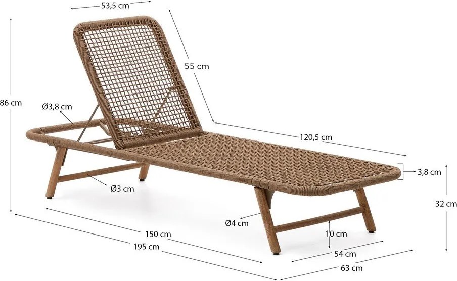 Barna tömörfa-fém kerti napozóágy Dandara – Kave Home