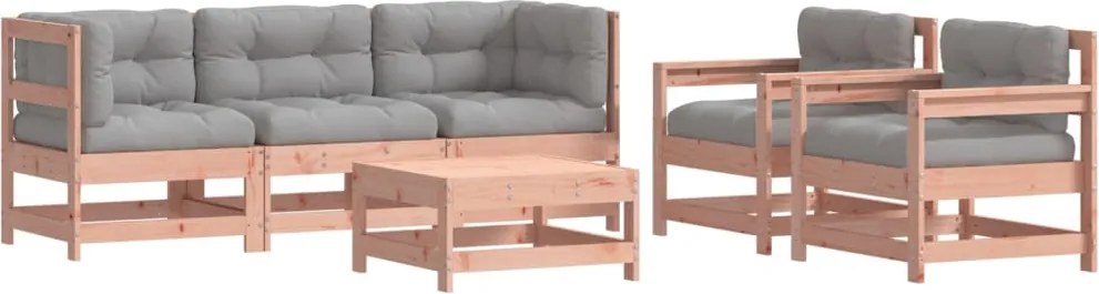 vidaXL 6 részes tömör duglászfenyő kerti társalgószett párnákkal