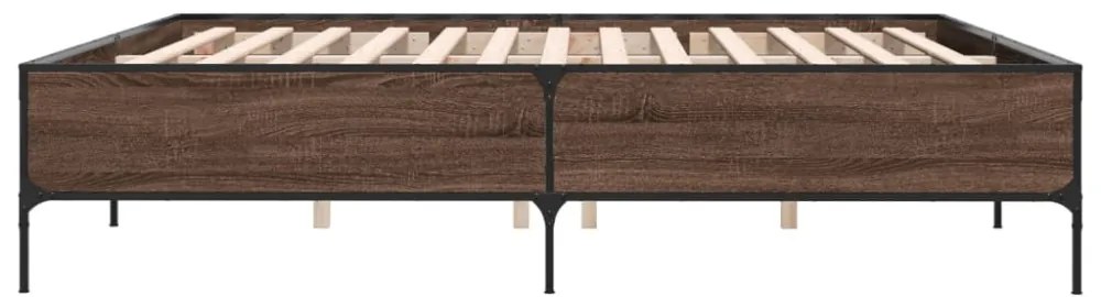 barna tölgyszínű szerelt fa és fém ágykeret 180 x 200 cm